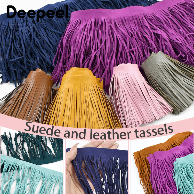 Textile And Sewing Supply - 1M 10-30cm Frange in Pelle Scamosciata